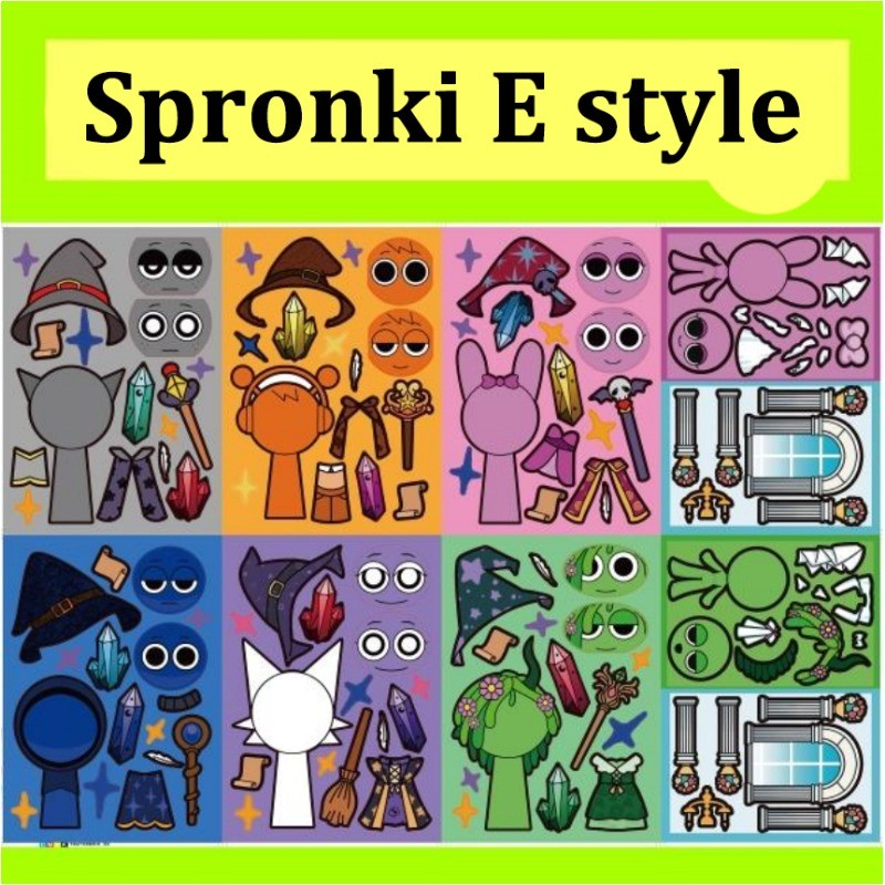 8 ชิ้น Incredibox Sprunki ฮาโลวีน Transformation Wizard Dress Up สติกเกอร์ปริศนาเกม
