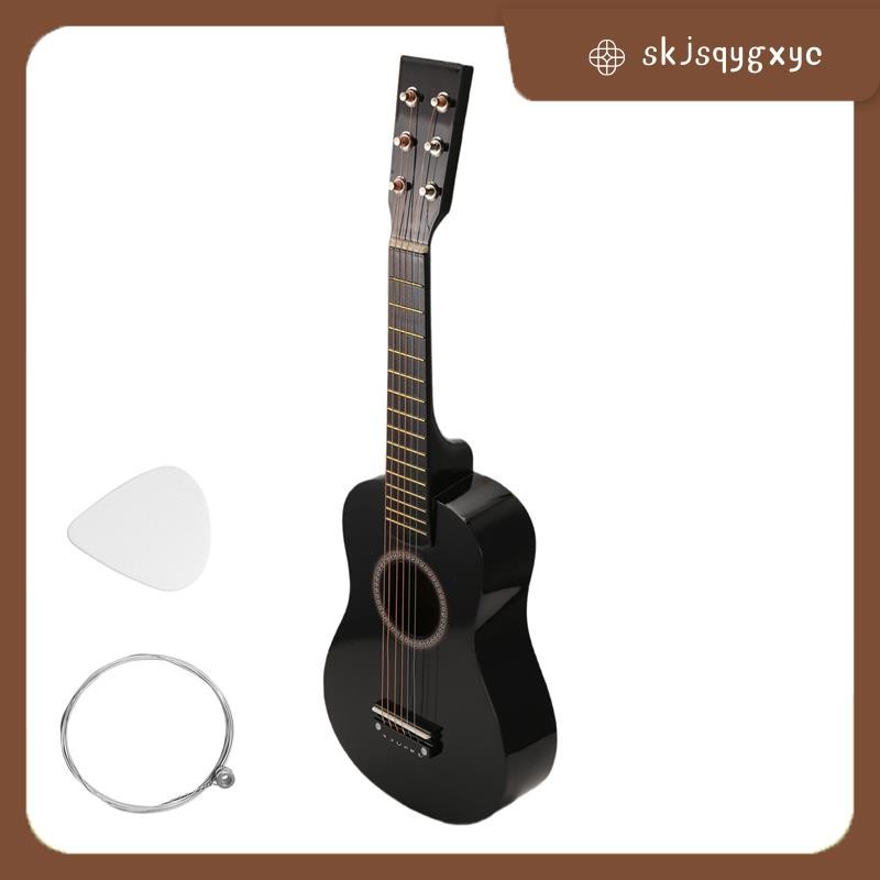 skjsqygxycIRIN Mini 23 นิ้ว Basswood 12 Frets กีต้าร์โปร่ง 6 สายพร้อม Pick and Strings สําหรับเด็ก / Beginners (สีดํา)
