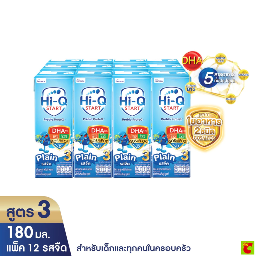 ไฮคิว สตาร์ท พรีไบโอ โพรเทก นมยูเอชที สูตร 3 สำหรับเด็กอายุ 1 ปีขึ้นไปและทุกคนในครอบครัว รสจืด 180 มล. แพ็ค 12