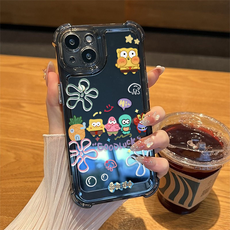 🍬POPPA🍬สี่มุมหนาป้องกันการตกเลนส์ป้องกันกรณีโทรศัพท์มือถือสำหรับ iPhone 16 15 14 13 12 11 ProMax X/XS XR XSMAX 7 8PLUS