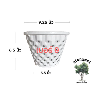 กระถางแอร์พอต Air Pot เบอร์ 9 กระถางมีรู เร่งราก ปลูกต้นไม้ สีดำเงา สีขาว (เกรดA)