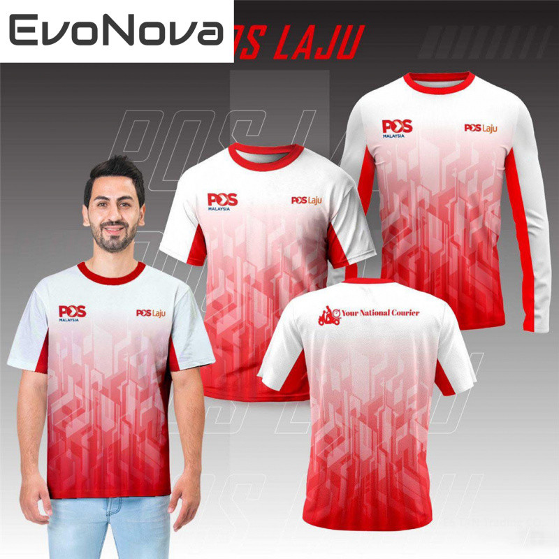 POS Laju POS Laju Express แขนสั้นแขนยาวเสื้อยืดสำหรับพนักงานจัดส่ง Breathable Moisture wicking Deliv