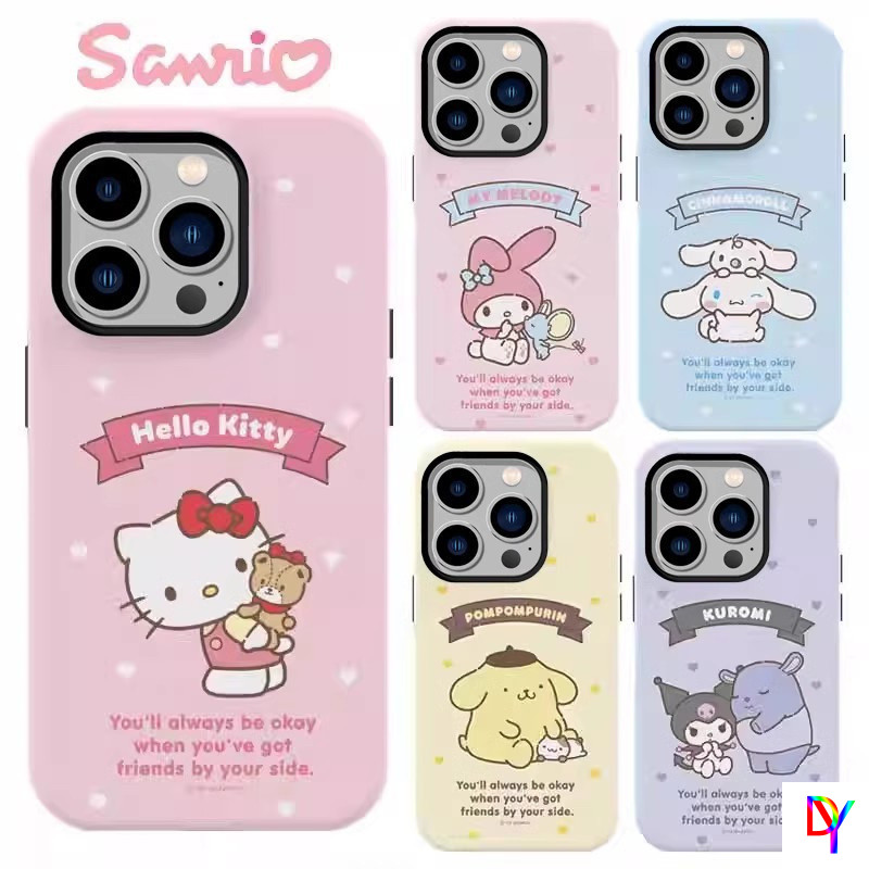 Hello kitty เคสโทรศัพท์ Cinnamoroll Apple 16/17pro 15promax 2-in-1 14 Cute 13/12/11Promax Xsmax เคสป้องกันการตกสองชั้น