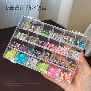 ความโปร่งใสสูงอะคริลิกล่องเครื่องประดับเครื่องมือทําเล็บ24ช่องกล่องกันฝุ่นกันน้ําแสดงได้สะดวกกล่องเก็บ