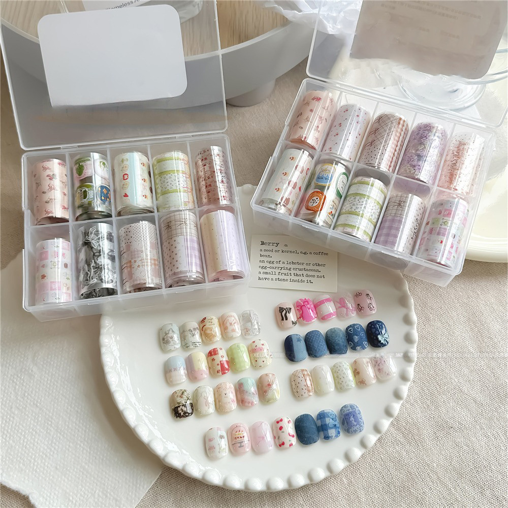 XEIJAYI 10 ชิ้น/1 กล่องเล็บ Transfer กระดาษชุด Starry Sky Transfer กระดาษที่มีสีสัน Decal ตกแต่งเล็บเล็บเครื่องมือสําหรับเล็บ Shop ราคา ถูกที่สุด ดีลบีเคเค แกลเลอรีภาพที่ 2