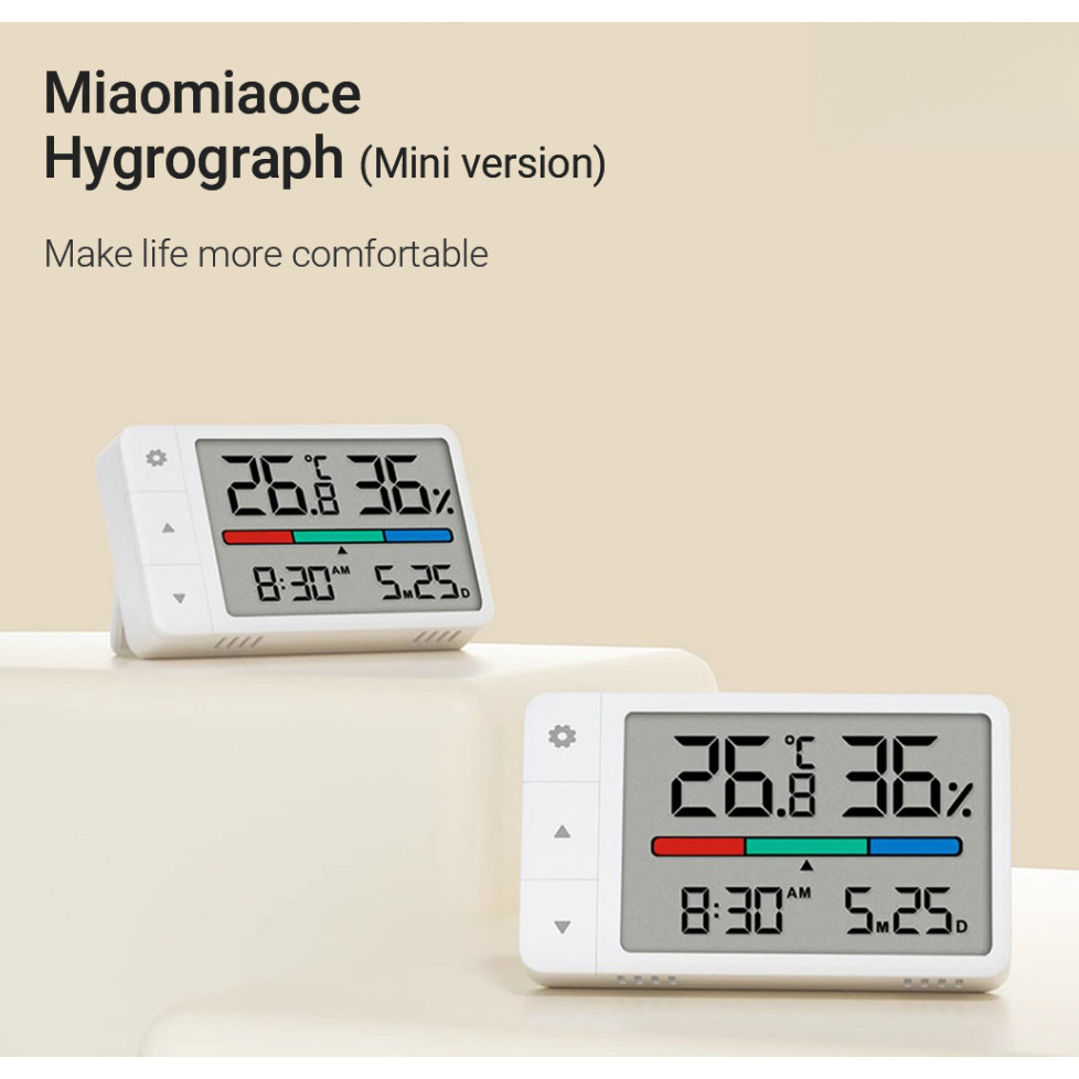 [TH 1-4 Shipping] Mini Sensor เครื่องวัดอุณหภูมิและความชื้นความแม่นยําสูงพร้อมจอแสดงผลเวลาและวันที่สําหรับห้องนั่งเล่น, ห้องนอน