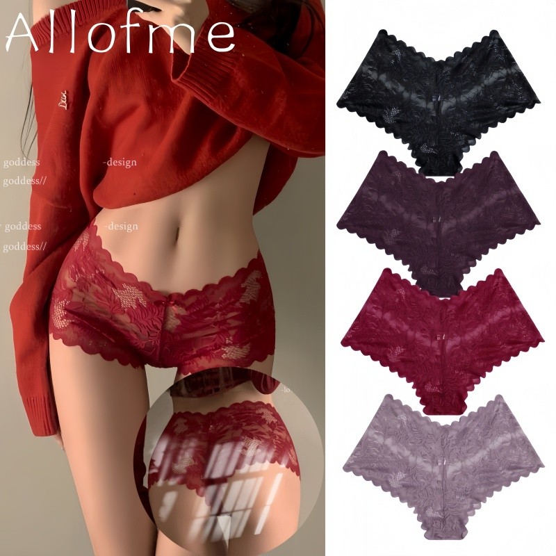 Allofme ผู้หญิงกางเกงชั้นในลูกไม้เซ็กซี่ V-Waist Design ชุดชั้นในชุดชั้นในนุ่มและระบายอากาศ