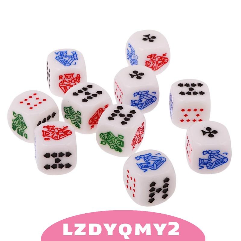 [Lzdyqmy2] 10 ชิ้น 16 มิลลิเมตร 6 ด้านลูกเต๋าเล่นไพ่ลูกเต๋าสําหรับเกมบทบาทเล่นบนโต๊ะ