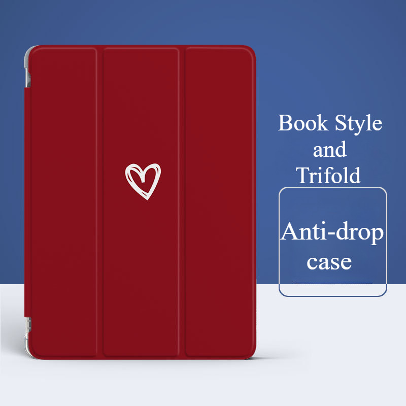 สําหรับ IPad Air4/5 เคสป้องกันสําหรับ Mini6/7 Pro2024 11 Gen9/8/7 10.2 Pro22/21/20 พร้อมช่องเสียบปากกากรณีสีแดงเรียบง่าย