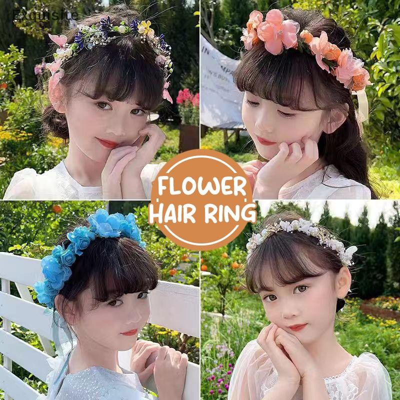 [ประณีต] นางฟ้าหวานดอกไม้ที่สวยงามพวงมาลัยวงผมสําหรับผู้หญิงสาวแต่งงานวันเกิดดอกไม้ผมห่วงอุปกรณ์ผม [ไทย]