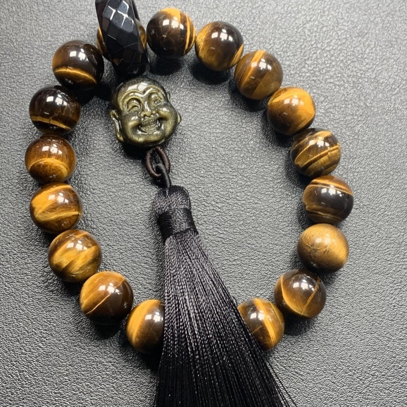 SW สร้อยข้อมือหินตาเสือสีเหลืองธรรมชาติสิบแปดมือสายฟ้าตาเสือ Qingshi ไม้กลายเป็นหินคริสตัลเครื่องประดับ DIY สร้อยข้อมือ
