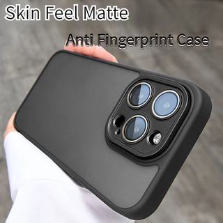 Matte Clear Hybrid เลนส์กล้องสีดําสําหรับ iPhone 16 Pro Max 11 12 13 14 15 Pro Max 14plus 15plus 16plus 11Pro Anti-Fingerprints drop-proof ป้องกัน hard case