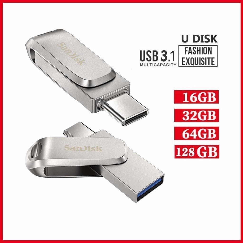 SANDISK แฟลชไดร์ฟ OTG USB 3.1 Type C Flash Drive Ultra Dual Drive Luxe 16 GB 32GB 64GB 128GB Flashdrive ดิสก์U แฟลชไดร์