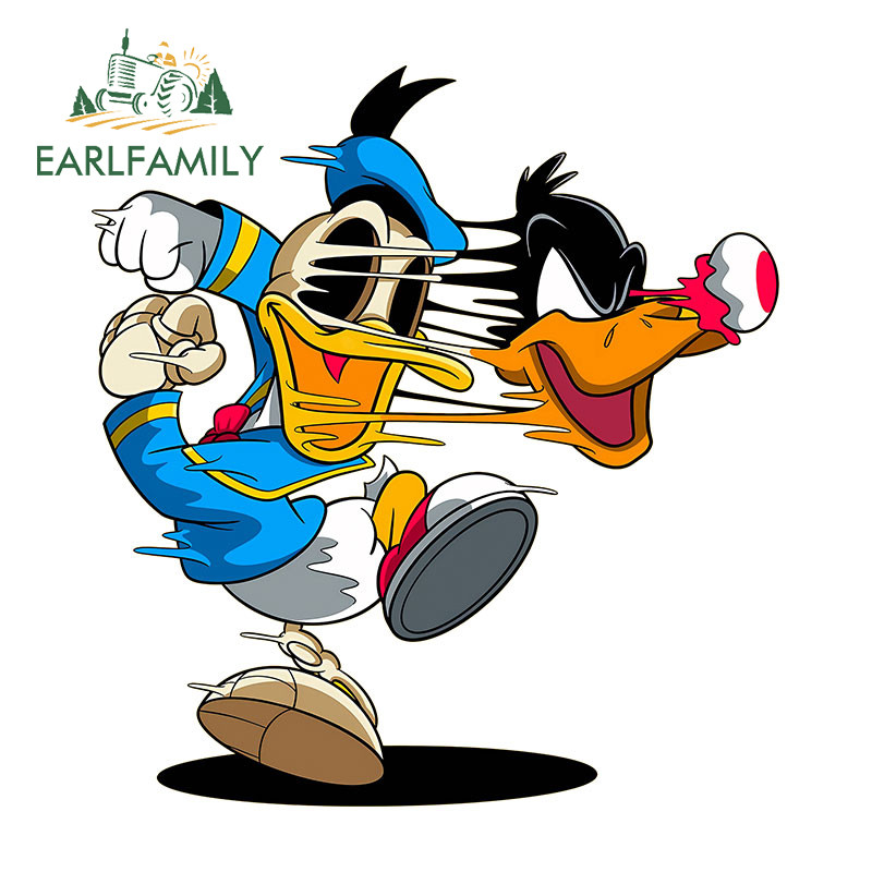 Earlfamily 13 ซม.Zombie Donald Duck การ์ตูนรถสติกเกอร์กันชนกระจกรถจักรยานยนต์ Occlusion Scratch ไวนิล Decal แฟชั่นกันน้ําป้ายรถ ราคา ถูกที่สุด ดีลบีเคเค