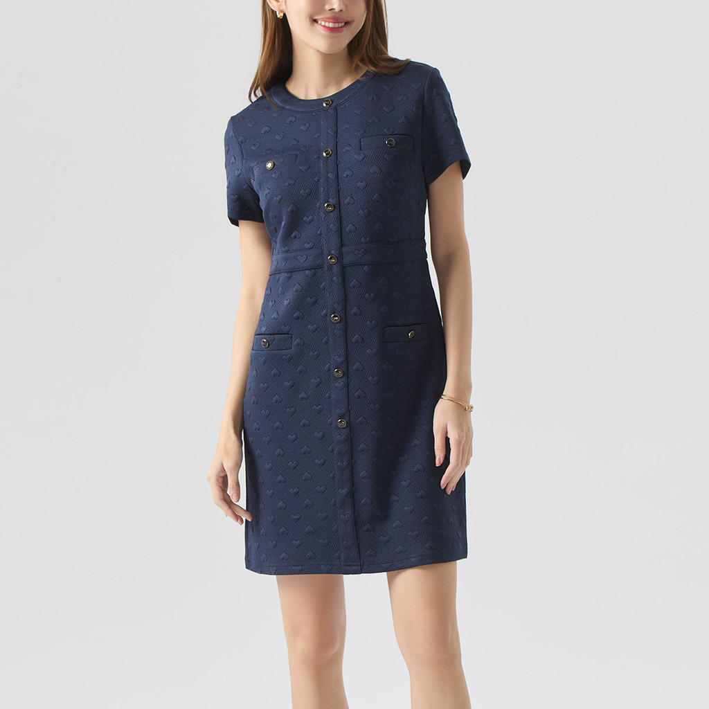 EP เดรสผ้านิต ผู้หญิง สีน้ำเงินเข้ม I Knit Dress I 04975