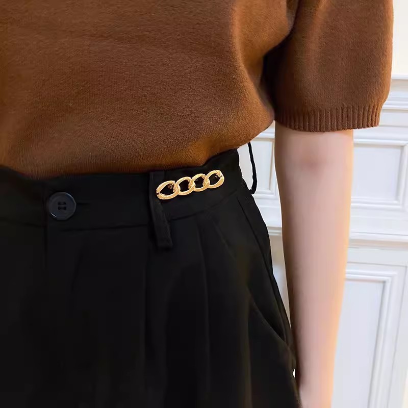 โลหะผสมมันวาวโซ่เข็มกลัดกระโปรงเอว PIN
