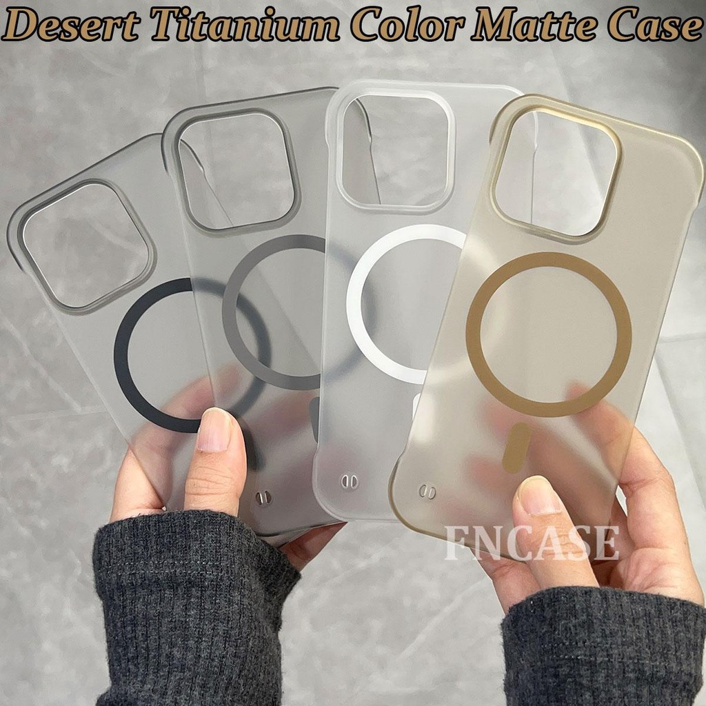 ใหม่ Desert สี Ultra-thin ไร้ขอบครึ่ง Frosted Semi-โปร่งใส PC กรณีแม่เหล็กสําหรับ iPhone 12 13 14 15 16 17 PRO MAX กรณี 14/15/16 PLUS enclosed ปกหลัง