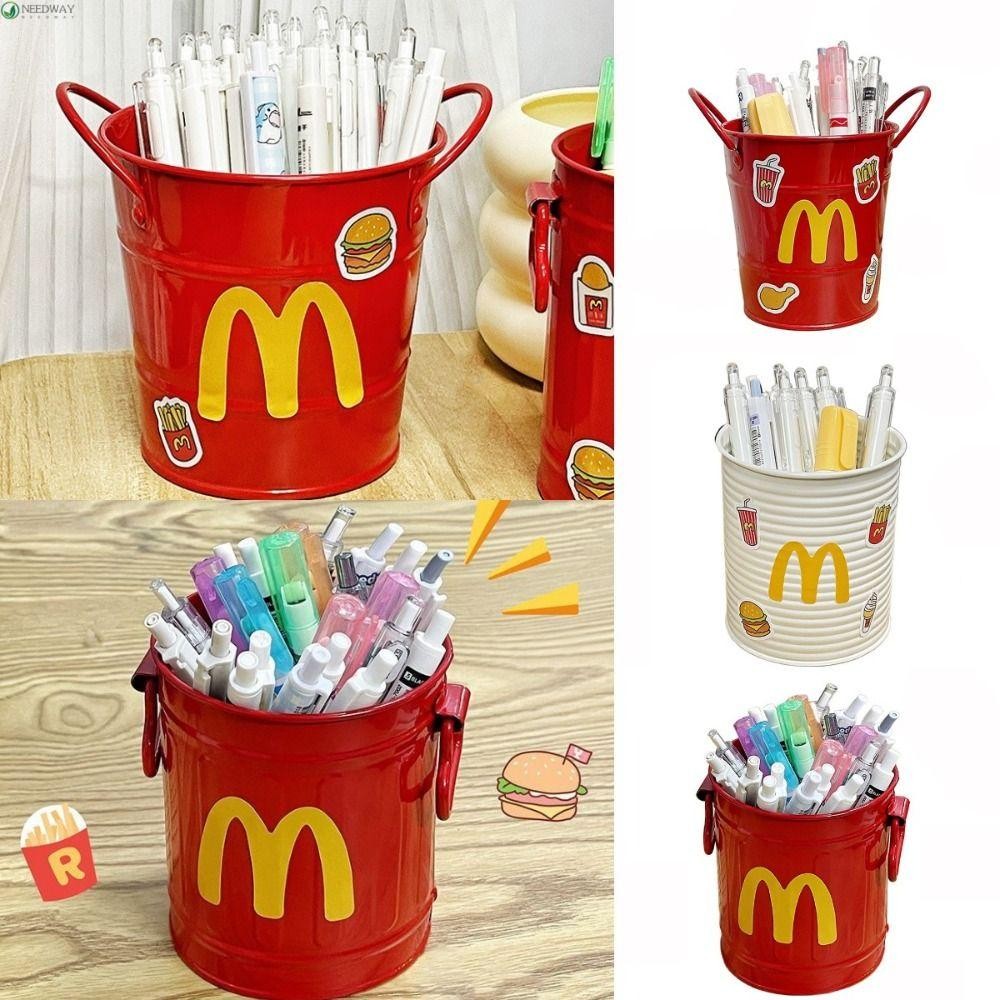 Needway กล่องดินสอ, Mental McDonalds สติ๊กเกอร์ปากกา Organizer, Kawaii ความจุขนาดใหญ่สไตล์อเมริกัน Retro โต๊ะเครื่องเขียนคอนเทนเนอร์เดสก์ท็อปเครื่องประดับ