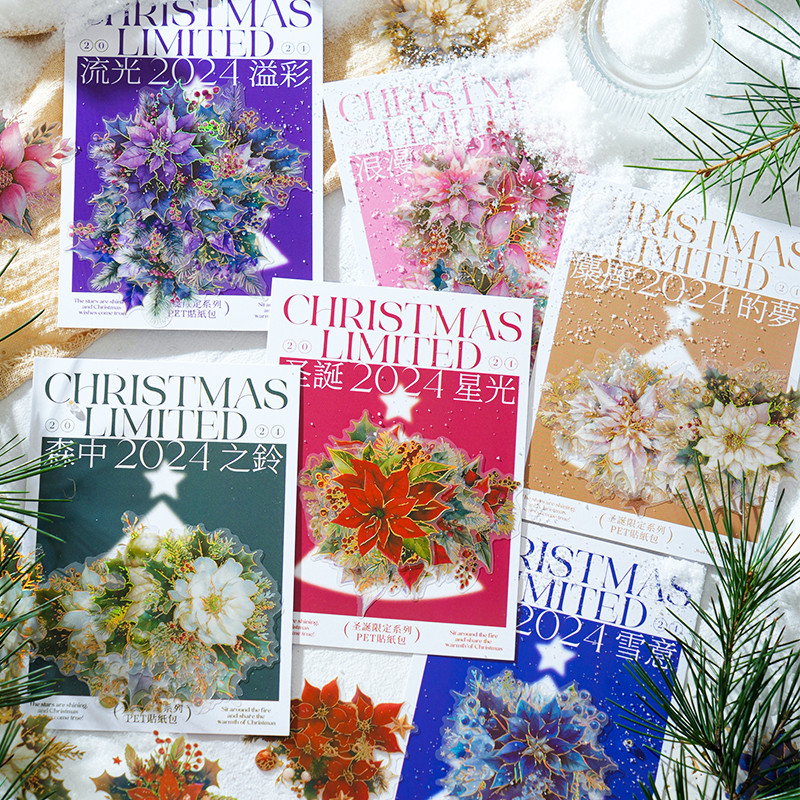 Midoo 10pcs Aesthet คริสต์มาสสติกเกอร์ Merry Christmas สติกเกอร์คอลเลกชันสําหรับ Scrapbooking Planner การ์ดทํา Journal DIY