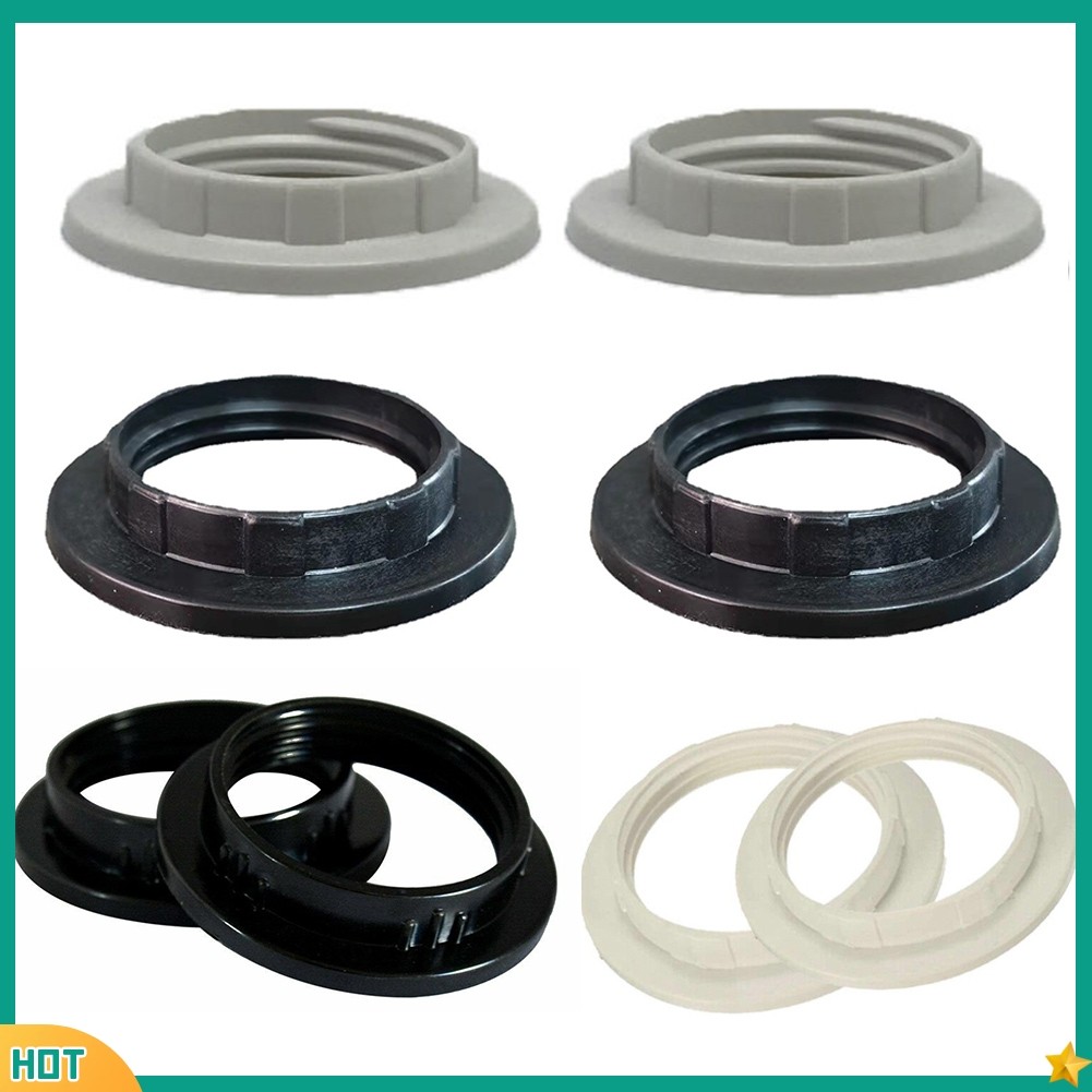 2 x สีดําหรือสีขาว Light Shade คอแหวน Adaptor E14 ผู้ถือ E27 หลอดไฟโคมไฟ