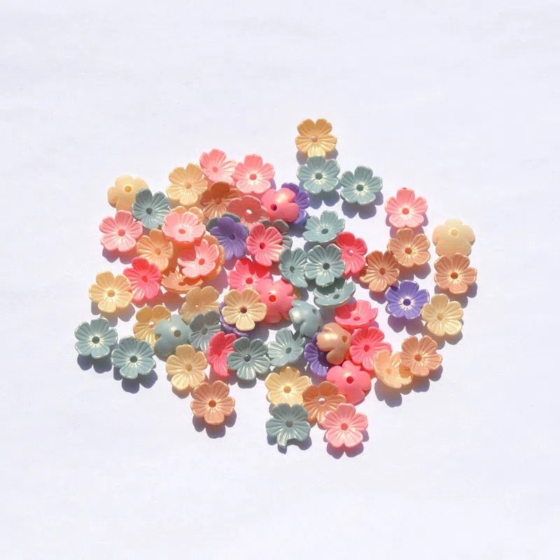 80ชิ้นแฟชั่นอะคริลิ10.5มิลลิเมตรวัสดุที่ทําด้วยมือห้ากลีบดอกไม้ลูกปัดสี ทําเอง กิ๊บ ต่างหูเครื่องประดับทํา