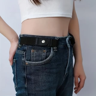 2pcs unisex เข็มขัดยางยืดสีพื้นไม่มีหัวเข็มขัดลำลองเข็มขัดที่มองไม่เห็นคนขี้เกียจ