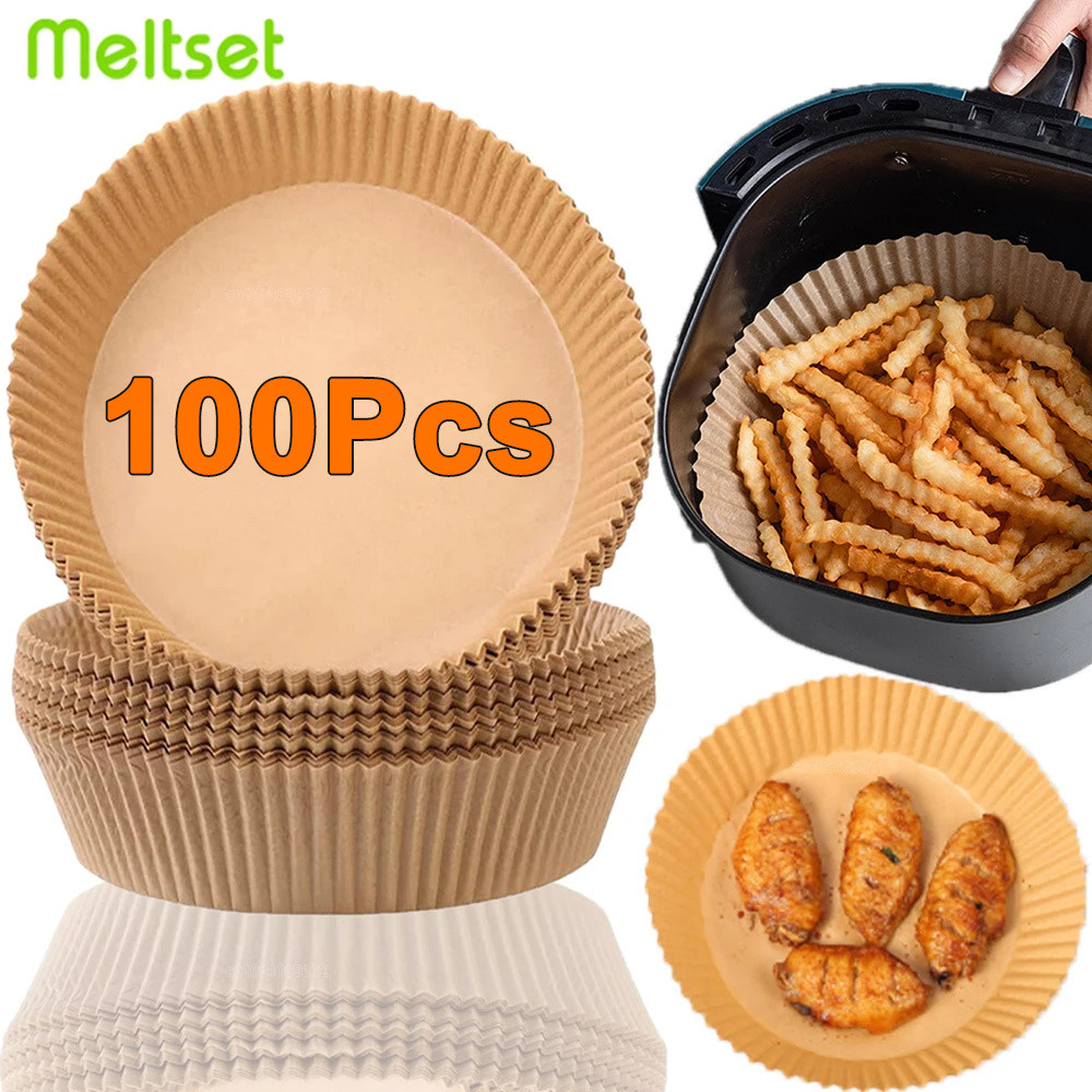50/100 ชิ้น Air Fryer กระดาษทิ้ง Non-Stick Air Fryer กระดาษอบรอบ Air Fryer กระดาษซับกระดาษอุปกรณ์ครั