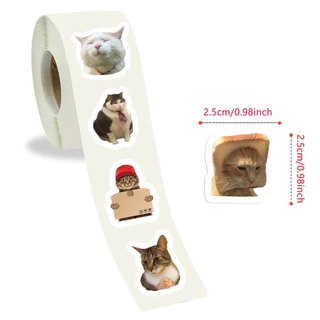 500 ชิ้นแมวน่ารัก Meme สติกเกอร์ม้วน – สติ๊กเกอร์ตกแต่งกันน้ําสําหรับวารสาร, แล็ปท็อปและงานฝีมือ