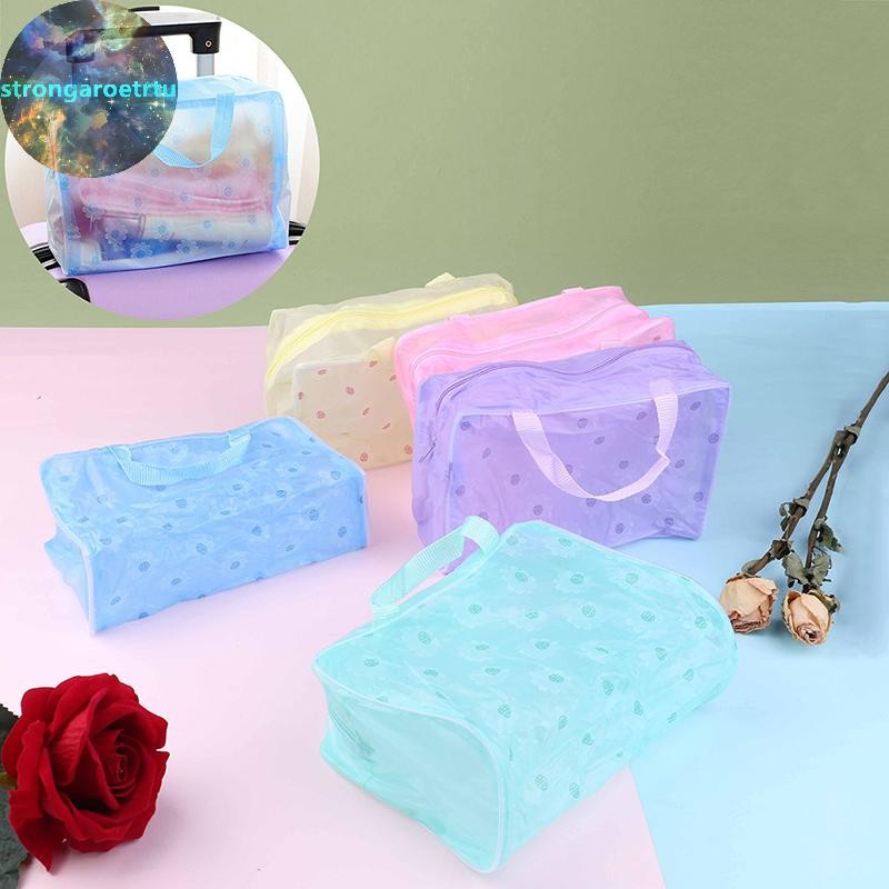 Strongaroetrtu พลาสติกใส PVC Travel Makeup Bag เครื่องสําอางแป้ง Zip Bag Pouch TH