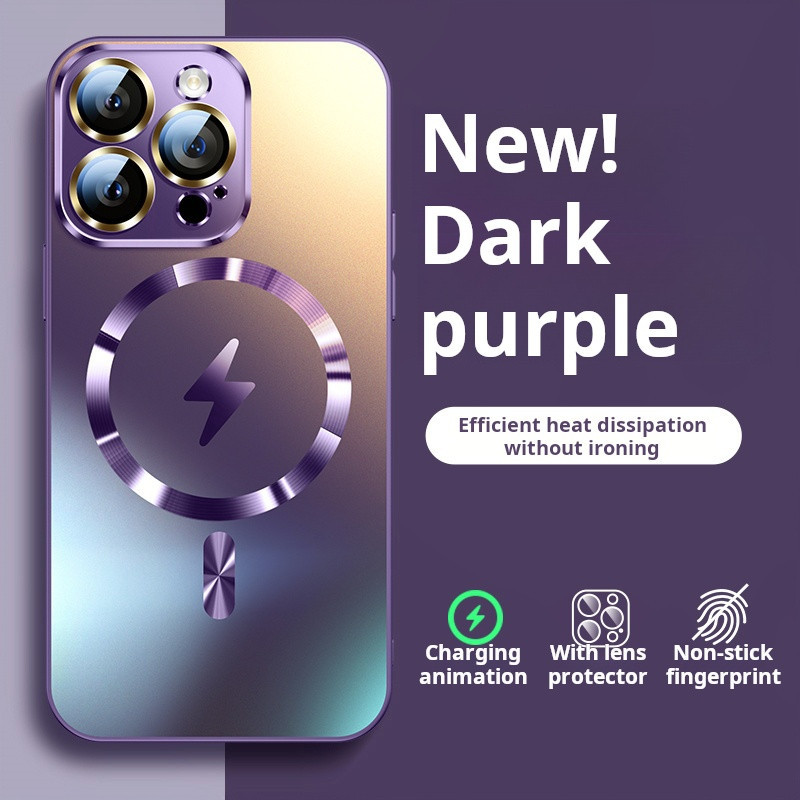 Desert gold AG Frosted Glass เคสโทรศัพท์แม่เหล็กสําหรับ iPhone 16 Pro Max 15 14 13 12 11 Pro Max Plus กล้องเต็มเลนส์ป้องกันกรณีกันกระแทก Matte Hard ฝาหลัง - รูปที่ 2