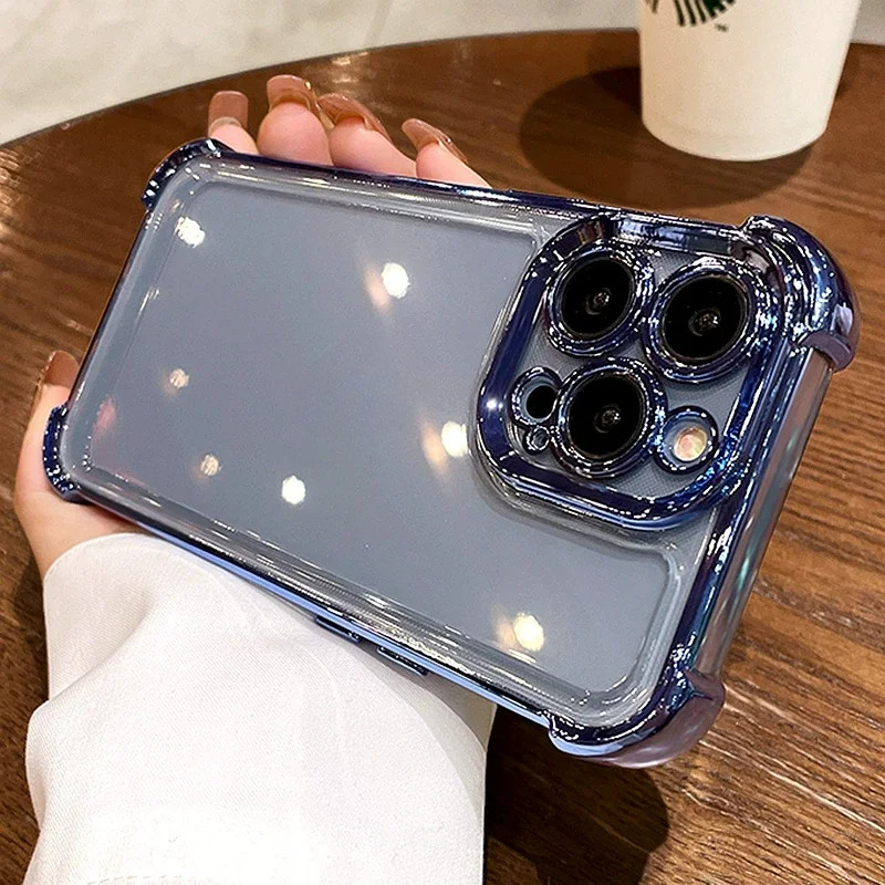 หรูหรา Electroplate โปร่งใสเคสโทรศัพท์สําหรับ iPhone 15 14 13 12 11 16 Pro Max Plus กันชนกันกระแทกฝาครอบใส – โปรปัง