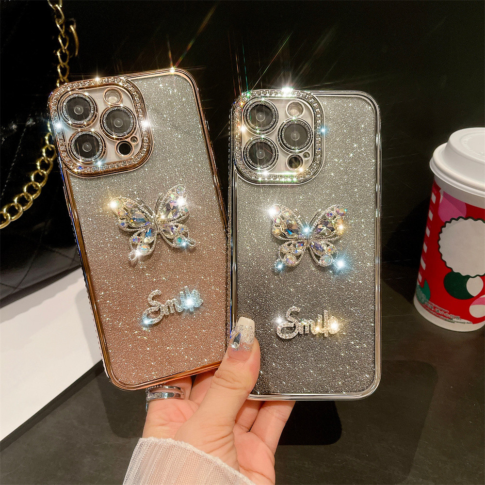หรูหราแฟลชเพชรกล้องเคสโทรศัพท์สําหรับiphone 16 11 12 13 14 15 pro max 15 16 plus Anti DROPเลนส์ป้องกันTPU soft Shellเคสโทรศัพท์