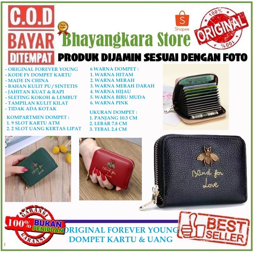 ต้นฉบับ FOREVER YOUNG BEE CARD WALLET FITS MANY CARDS MADE OF SYNTHETIC MATERIAL