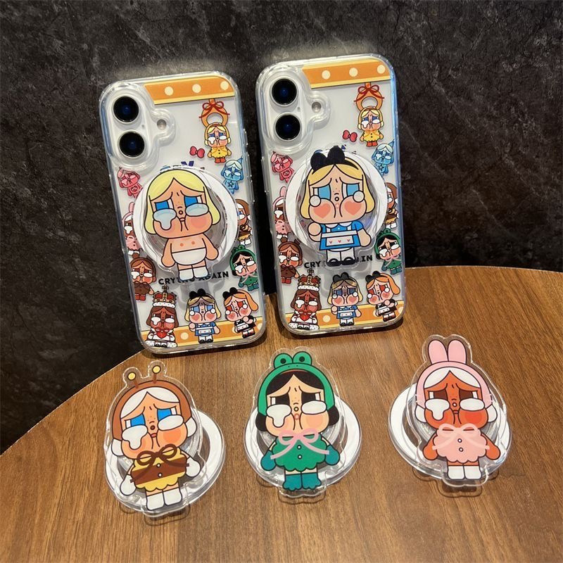 Pop MART Crybaby สัตว์แต่งตัว Bee Bunny King แม่เหล็กเคสโทรศัพท์สําหรับ IPhone 16 Pro Max 16 +/ 15 Pro 14 Pro Max/14 Pro/13 Pro Max/12 Pro Max iPhone11 กันกระแทก