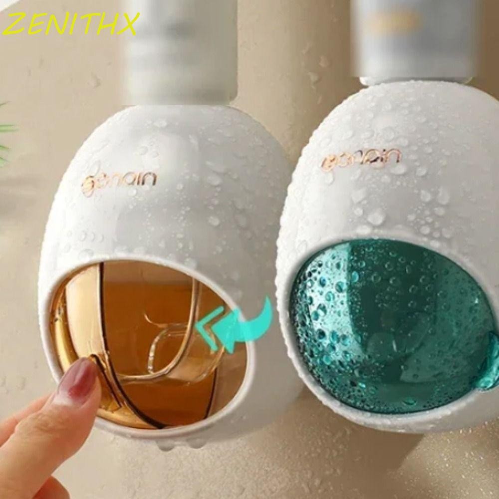 Zenithx เครื่องจ่ายยาสีฟัน,พร้อมฝาปิดฝุ่น Wall Mount เครื่องบีบยาสีฟัน, อุปกรณ์ห้องน้ําพลาสติกการ์ตูนกันน้ําอัตโนมัติหลอดกด Squeezer ฝักบัว