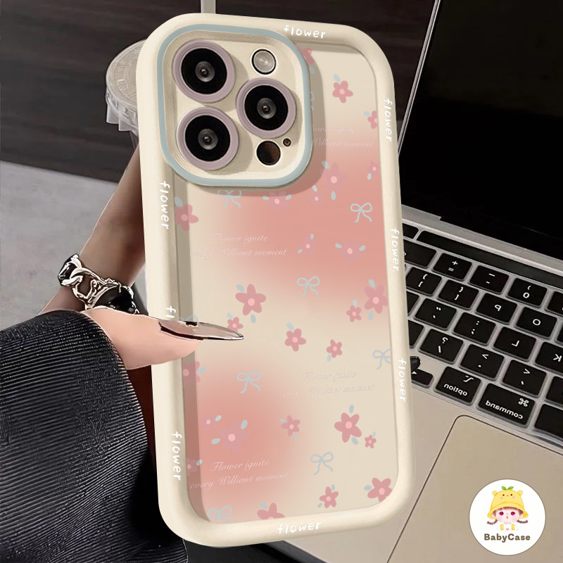 เคสไอโฟน 13 16 สำหรับ iPhone 11 15 13 16 12 14 Pro Max 7 8 16 15 6 6s 14 Plus XR X XS Max SE 2020 โรแมนติกหวานดอกไม้สด