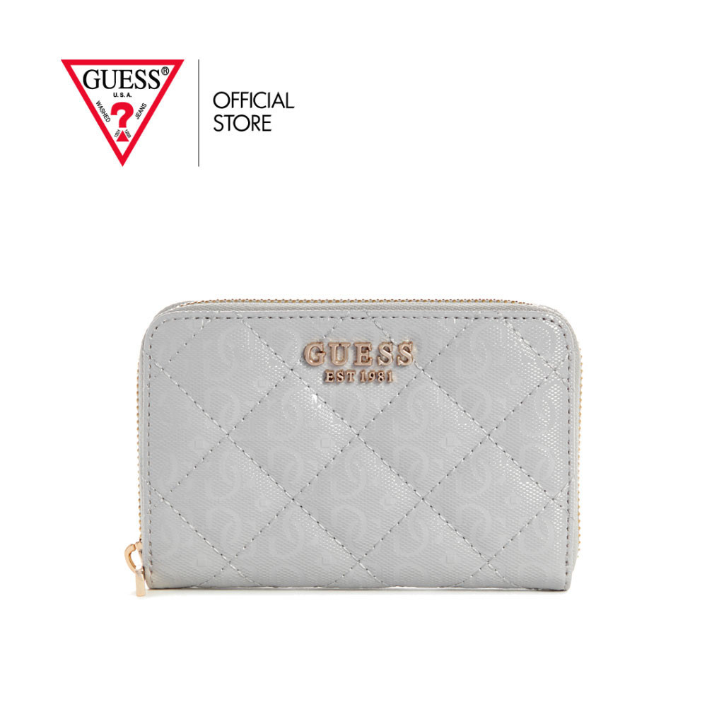 GUESS กระเป๋าสตางค์ผู้หญิง รุ่น GG8500140 LAUREL SLG MEDIUM ZIP AROUND สีเทา