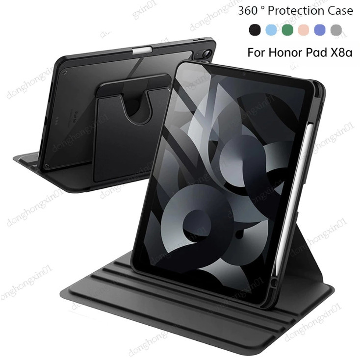 720 หมุนอะคริลิคสําหรับ Honor Pad X8a กรณี 2024 NDL-W09 11 "ป้องกันกรณี Pad 9 12.1 2023Pad8 12 V8 Pro X9 X8 Pro 11.5 X8 Lite 360° เคสหมุนพร้อมฝาปิดที่วางปากกา