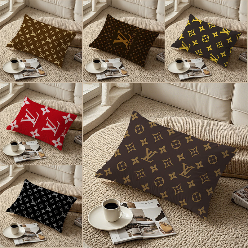 LV ยี่ห้อ เลเวล ลายด้านเดียวพิมพ์ปลอกหมอนโซฟาเบาะปกตกแต่งบ้าน ไม่มีแกน