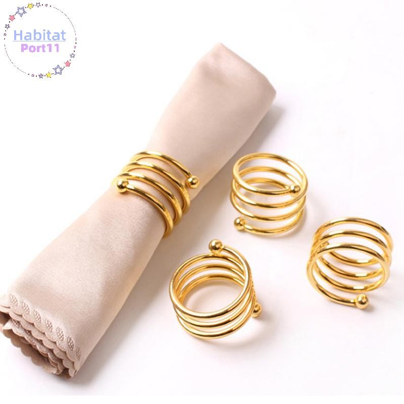 Habitatport 1PC Creative Metal Napkin Ring ปุ่มแหวนผ้าเช็ดปาก Western Buckle ผ้าเช็ดปากแหวน th