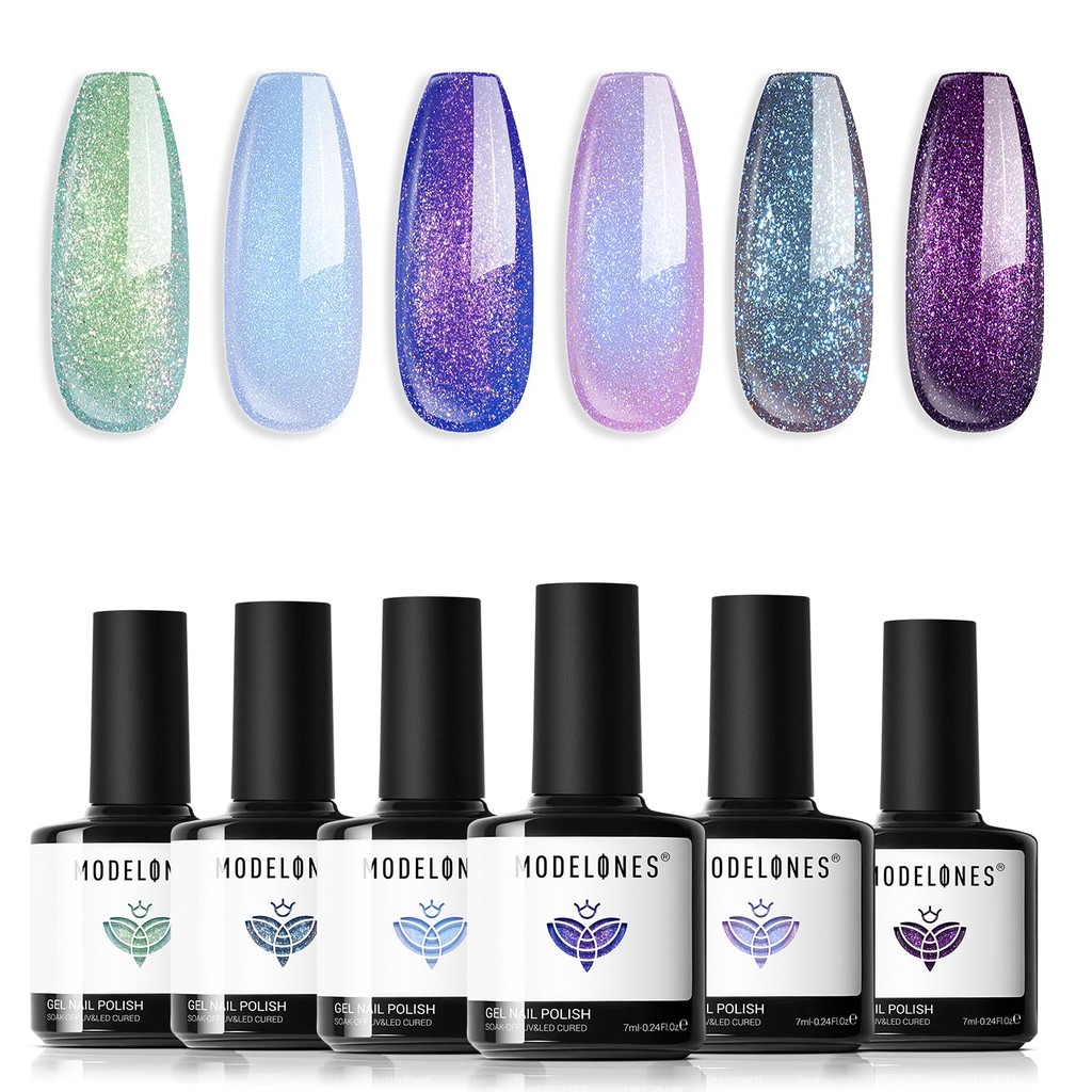 Modelones เจลเปลี่ยนสี 6 สี – สีมุก ชิมเมอร์ ออโรร่า วิบวับ สไตล์นางเงือก ทำเล็บแฟนตาซี