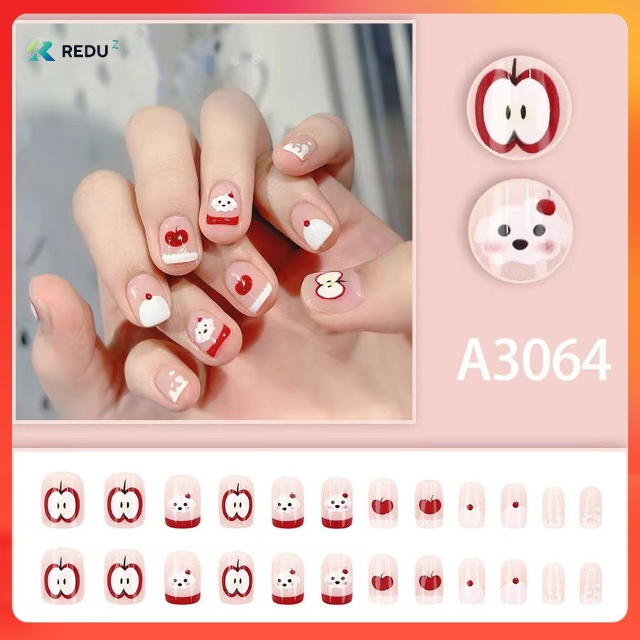 【TT3064】เล็บปลอม เล็บปลอมสำเร็จรูป กันน้ำ หลากหลายสไตล์ 24 ชิ้น