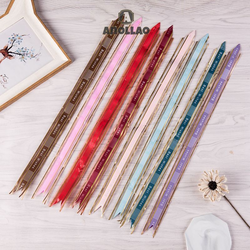 ริบบิ้นโบว์ ริบบิ้นผ้าไหม แบบดึง ลายดอกไม้ สําหรับตกแต่งงานแต่งงาน งานวันเกิด วันวาเลนไทน์ ✨Anollao - รูปที่ 2