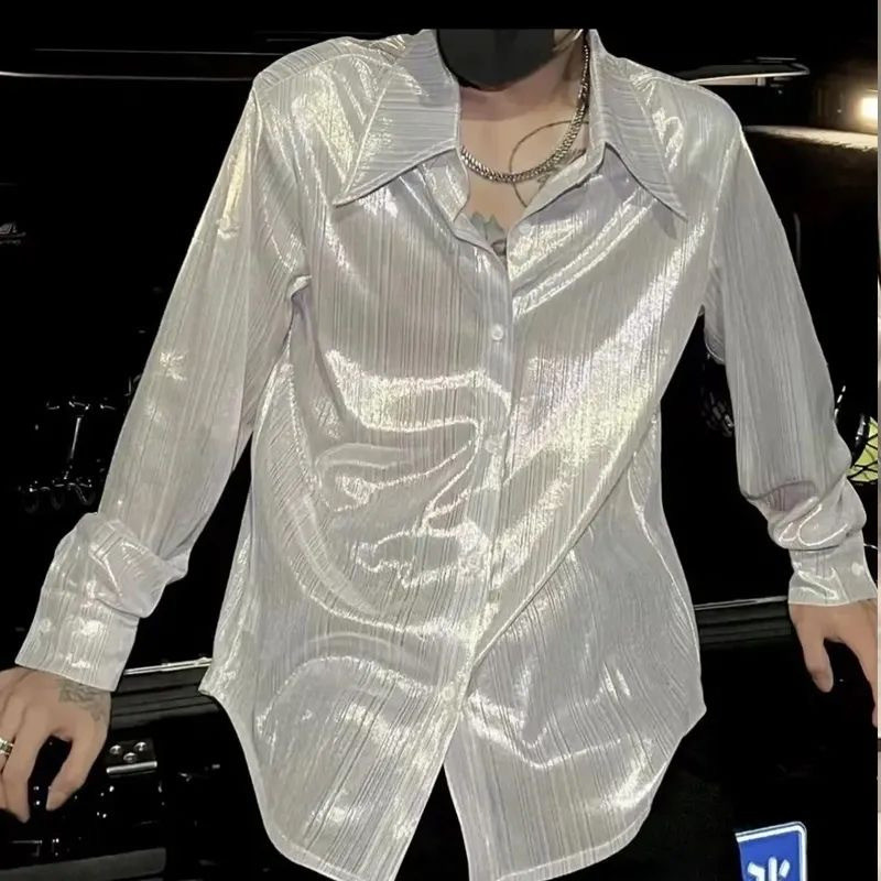 Maisida เวลาว่าง เสื้อแขนยาว แฟชั่น เวอร์ชั่นเกาหลี ขนาดใหญ่ สีทึบ ผู้ชาย