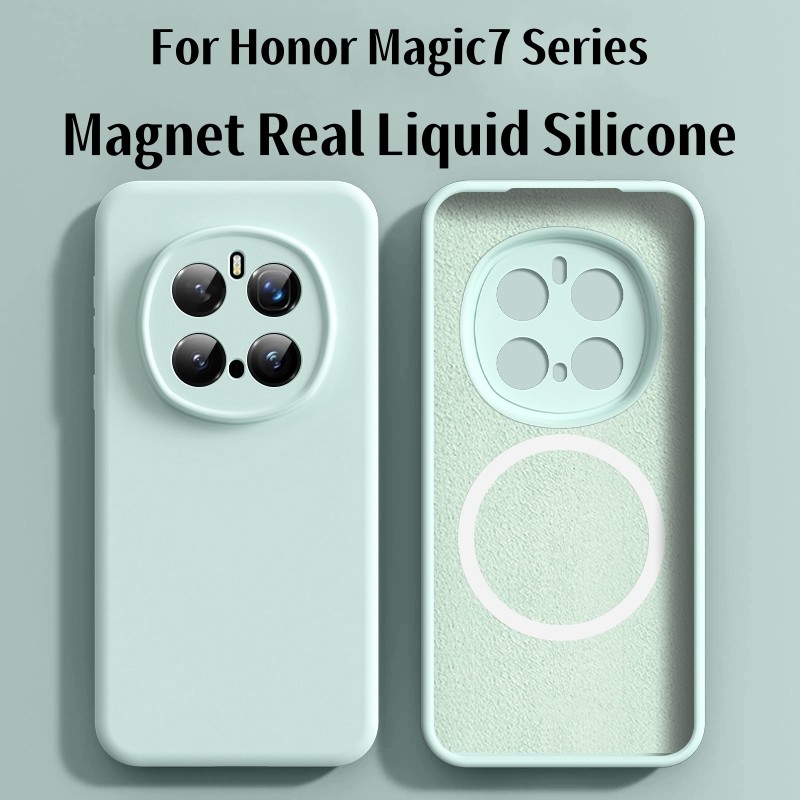เคสแม่เหล็กซิลิโคนเหลวจริงสําหรับ Huawei Honor Magic 7 6 Pro X9B ปลอกผิวรู้สึกฝาครอบกันกระแทกแบบแข็ง