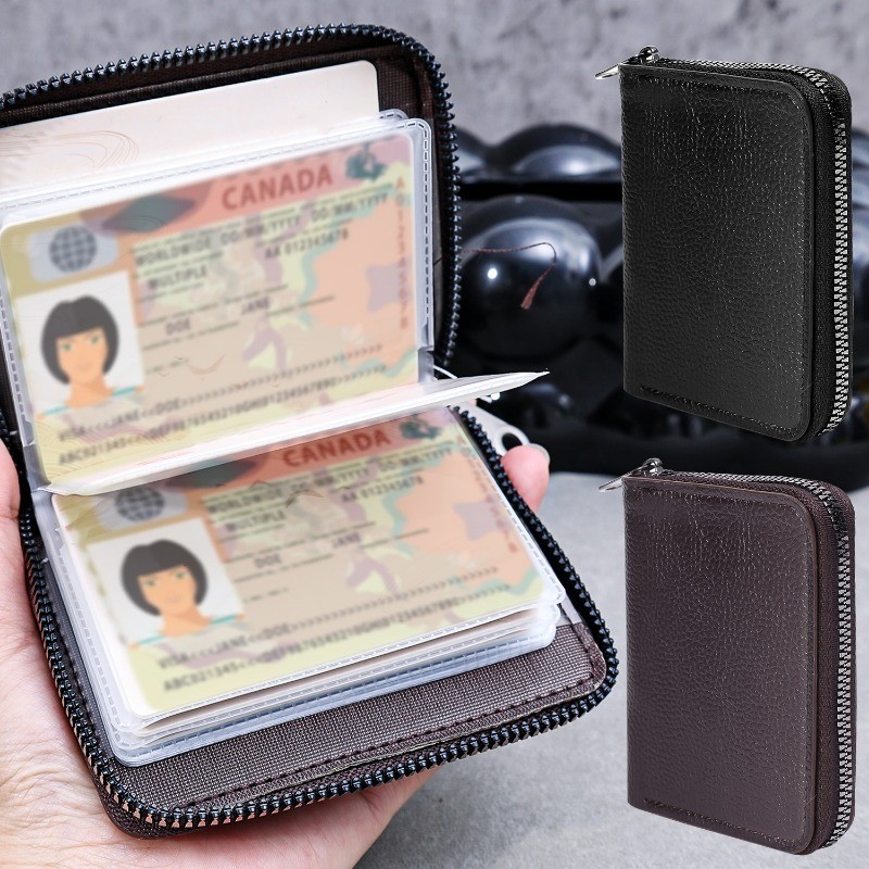 22 Bits ID Card Bank Card Organizer Case/ที่ใส่บัตรหนัง PU/RFID Blocking Protect Case/กระเป๋าสตางค์ธุรกิจสําหรับผู้หญิงผู้ชาย