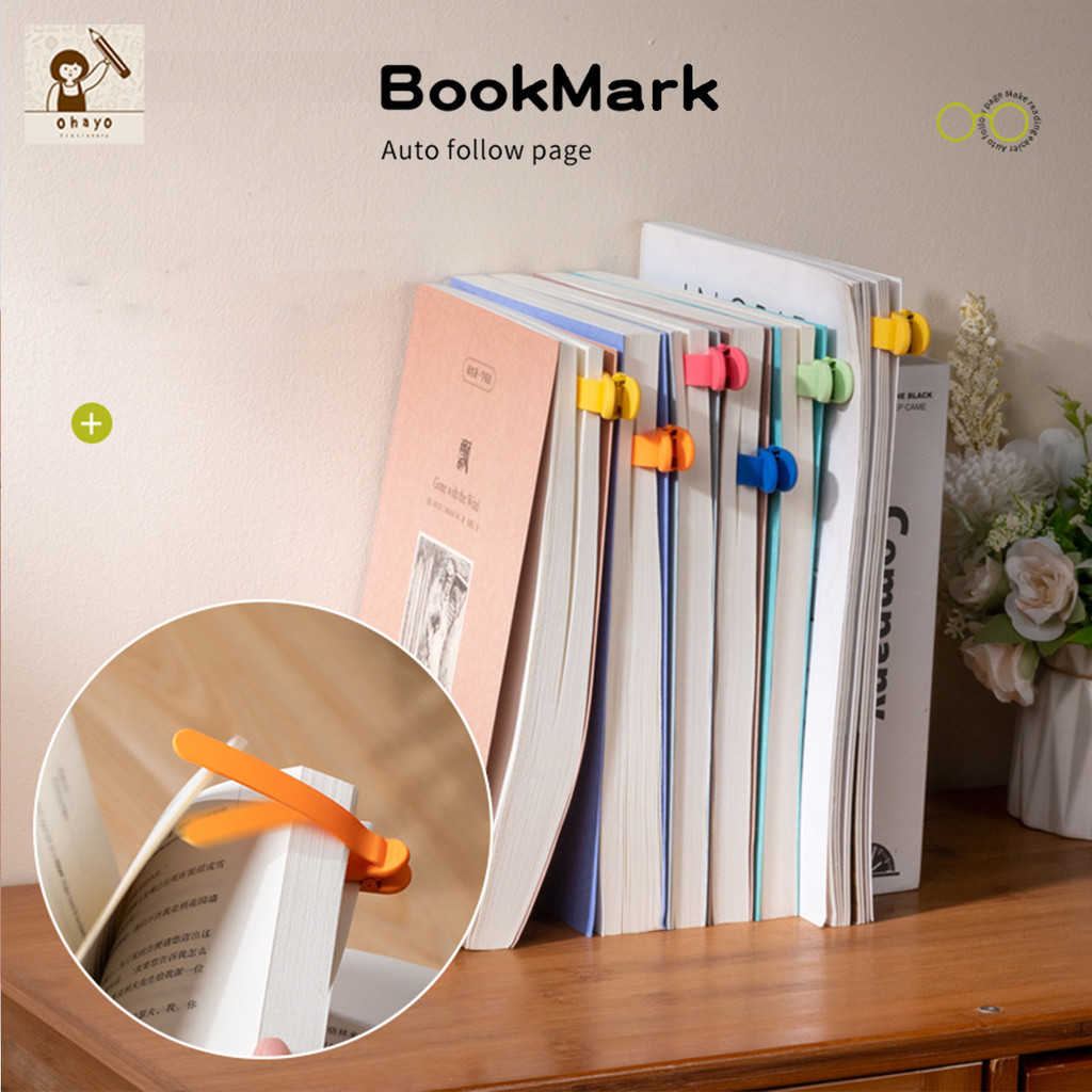 Ohayoที่คั่นหนังสือซิลิโคน 1/3/6pcs แบบคลิปหนีบ ที่คั่นหนังสือ bookmark ที่คั่นแฟ้ม ติดตามหน้าอัตโนมัติ ใช้ซ้ำได้ กันน้ำ
