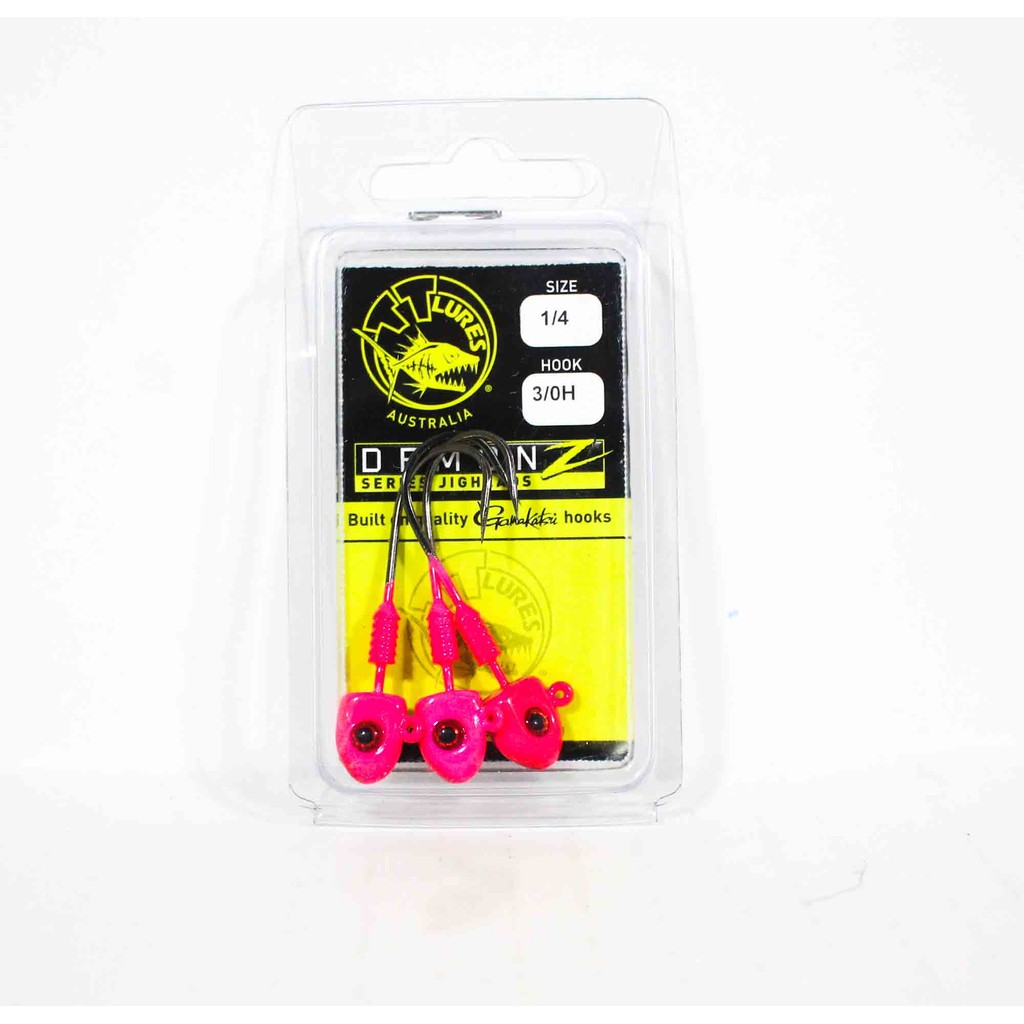 Tackle Tactics TT Demonz Jig Head 1/4oz 3/0H 3/แพ็ค สีชมพู (7464)