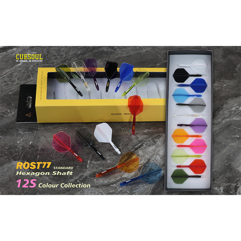 CUESOUL ROST 77 เพลาปาเป้าและเที่ยวบินรวมรูปทรงมาตรฐาน แพ็ค 12 ชิ้น
