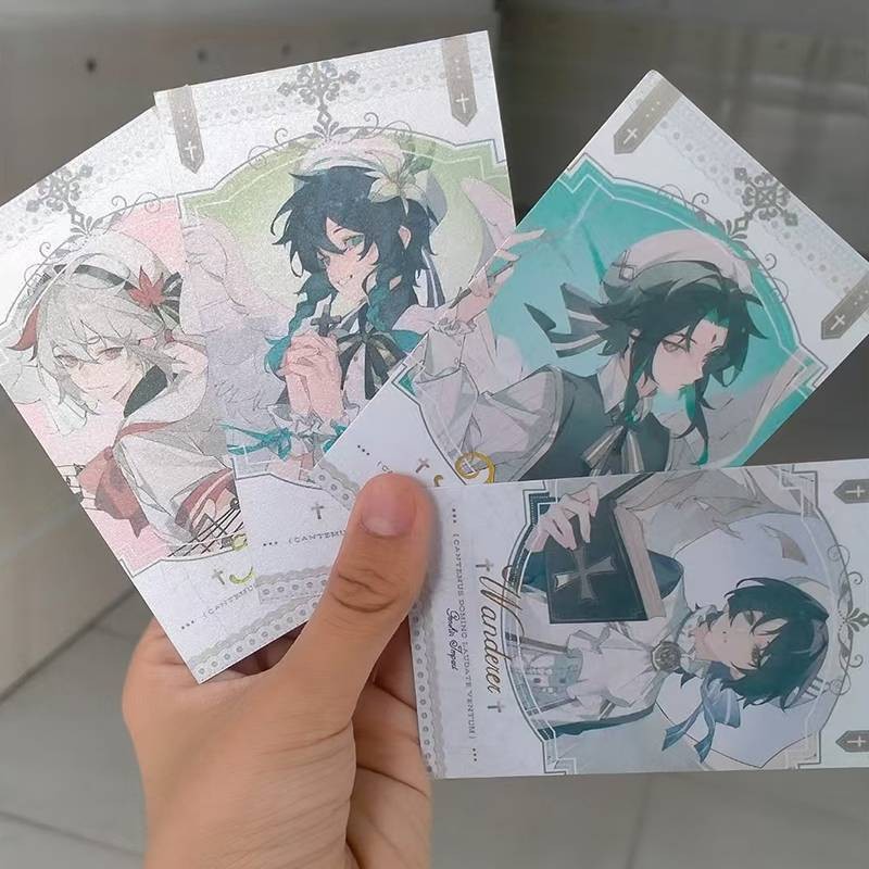 4 ชิ้น/ล็อตเกม Genshin Impact Decor การ์ด Lomo Wanderer Kabukimono Balladeer Xiao Barbatos Kaedehara